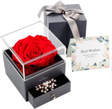 Witchcraft~Real Preserved Rose Gift Box for Girlfriend and Wife, Never Withered Rose with Brooch,Immortal Flower, Eternal Forever Rose Her on Valentine's Day,Mother's Day (Red Rose Gift Box + Brooch)