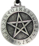 Soloman Pentant~Pewter Large Rune Pentacle Pendant Pentagram Jewelry