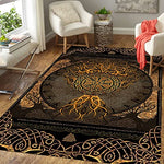 Embrace Viking Wisdom: Tree of Life Shaggy Rug - Luxurious 5x8ft Carpet for Modern Home Décor