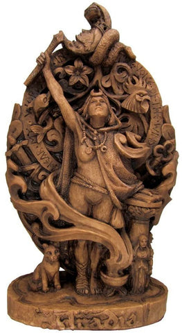 Magicun Altar~Dryad Design Aradia Statue Goddess of Witchcraft Statue in Wood Finish