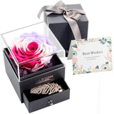 Witchcraft~Real Preserved Rose Gift Box for Girlfriend and Wife, Never Withered Rose with Brooch,Immortal Flower, Eternal Forever Rose Her on Valentine's Day,Mother's Day (Red Rose Gift Box + Brooch)