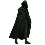 Medieval Vintage Hooded Loose Black Cloak Coats Windproof Trench Chic Winter Long Cape Poncho Gothic Mens Monk Halloween Cosplay