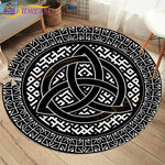 Embrace Norse Elegance: Tree of Life Rune Pattern Round Rug - Enhance Your Living Space with Vibrant Rainbow Print - Perfect for Viking Home Decor & Cozy Floors