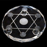 7 Star Array Plate Asian Clear Polished Quartz Crystal Healing Ball Sphere Stand Decorate 3.1''