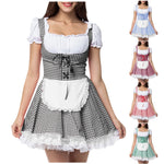 German Beer Festival Costume Halloween Adult Women Dress Oktoberfest Uniform Fancy Party Cosplay Dress Low Neck Uniform Set