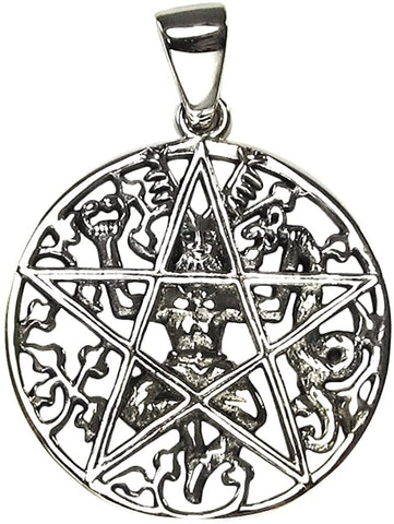 Magicun Altar~Sterling Silver Pagan God Cernunnos Pentacle Pentagram Pendant
