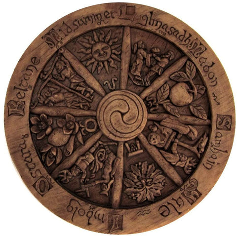 Magicun Altar~Small Wheel of the Year Wall Plaque Wood Finish