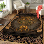 Embrace Viking Wisdom: Tree of Life Shaggy Rug - Luxurious 5x8ft Carpet for Modern Home Décor