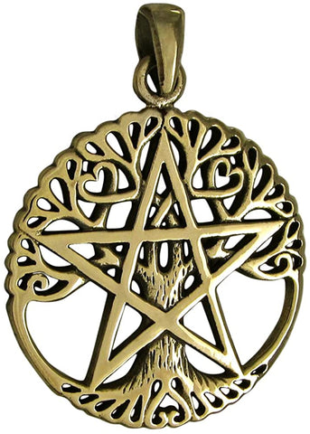 Magicun Altar~Dryad Design Bronze Cut Out Tree Pentacle Pendant