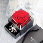 Witchcraft~Real Preserved Rose Gift Box for Girlfriend and Wife, Never Withered Rose with Brooch,Immortal Flower, Eternal Forever Rose Her on Valentine's Day,Mother's Day (Red Rose Gift Box + Brooch)