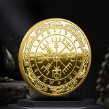 Nordic Viking Coin Guidepost Compass Commemorative Coins Talisman Souvenir Home Decor Crafts Ornament