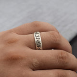 Viking Rune Ring with Elder Futhark Runes Norse Ring Scandinavian Jewelry