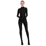 Adult Black Spandex Full Body Zentai Footed Jumpsuit Unisex Bodysuit Women Handed Unitard Skin Tight Halloween Costume