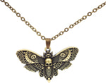 Big Skull and Dead Moth Head Insect Jewellery Butterfly Pendant Necklace