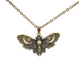 Big Skull and Dead Moth Head Insect Jewellery Butterfly Pendant Necklace