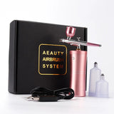 Pink Mini Air Compressor Kit Air-Brush Paint Spray Gun Airbrush For Nail Art Tattoo Craft Cake Nano Fog Mist Sprayer