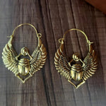 Egyptian Vintage Creative Designs Sacred Wings Scarab Beetle Large Pendant Hoops Earrings For Women Fashion Gypsy Tribal Jewelry