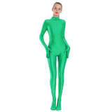 Adult Black Spandex Full Body Zentai Footed Jumpsuit Unisex Bodysuit Women Handed Unitard Skin Tight Halloween Costume