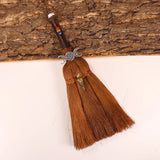 Altar Decoration Brown Witch Broom Natural Crystal Moon Crow Accessories Brush Car Pendant Handmade