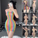 Sexy Lingerie Mesh Clothes Lace Colorful Fishnet Socks Hollow Bodysuit Porn Underwear Women Body Bodystockings Sissy Nightwear