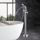 Freestanding Tub Filler Floor Mount Waterfall Bathtub Faucet Stinless Steel Tub Shower Faucet Set with Handheld Sprayer