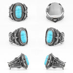 Gemstones Trendy Turquoise Men Rings Eagle Rock Punk