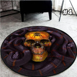 Skull Printed Soft Fabric Round Floor Mat Carpet Room Area Bedroom Rug