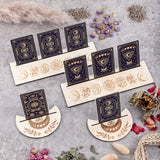 4 Pcs Wooden Tarot Card Holders in 2 Styles- 5” Moon Shape Wooden Tarot Card Stand +10” Rectangle Tarot Card Altar Stand Wooden Card Stand for Tarot Altar Divination (Moon Phase & Herbal Series)