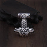 925 Sterling Silver Viking Goat Viking Thor Hammer Pendant Necklace With Real Leather And Keel Chain As Gift - Necklaces