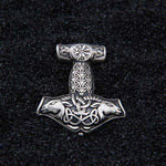 925 Sterling Silver Viking Goat Viking Thor Hammer Pendant Necklace With Real Leather And Keel Chain As Gift - Necklaces