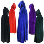 Adult Halloween Velvet Cloak Cape Hooded Medieval Costume Witch Wicca Vampire Men Women Scary Costumes