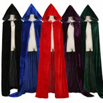 Adult Halloween Velvet Cloak Cape Hooded Medieval Costume Witch Wicca Vampire Men Women Scary Costumes