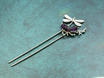 Amethyst Dragonfly Hairpin, Crystal Handmade Hairpin, Comb, Crystal , BOHO Wedding Gift  FZ-03