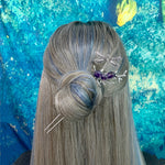 Amethyst Dragonfly Hairpin, Crystal Handmade Hairpin, Comb, Crystal , BOHO Wedding Gift  FZ-03