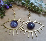 Amethyst Evil Eye Earrings, Gift for Her, Birthday, Thank You, Witch Style,Alternative Style, Statement