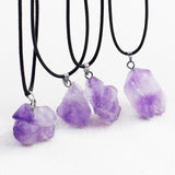 Magicun Crystal~Amethyst stone natural rough stone necklace amethyst withpendant n female small jewelry