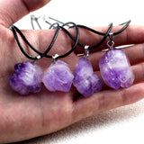 Magicun Crystal~Amethyst stone natural rough stone necklace amethyst withpendant n female small jewelry