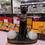 Ancient Egypt Anubis God Cat Statue Resin Carfts Ornaments Crystal Ball Base Sphere Display Stand Lucky Cat FengShui Decor