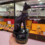 Ancient Egypt Anubis God Cat Statue Resin Carfts Ornaments Crystal Ball Base Sphere Display Stand Lucky Cat FengShui Decor