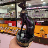 Ancient Egypt Anubis God Cat Statue Resin Carfts Ornaments Crystal Ball Base Sphere Display Stand Lucky Cat FengShui Decor