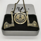 New Magicun Viking~Bear Shield Slavic Axe pendant Men's viking necklace pagan jewelry 1pc