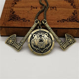 New Magicun Viking~Bear Shield Slavic Axe pendant Men's viking necklace pagan jewelry 1pc