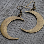 Big Crescent Moon Bronze Long Earrings mystic gothic jewelry Wiccan Moon phase witchy Goddess women Fashion gift   Lunar