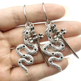 Big Dagger and Snake Crystal Dangle Earrings, Sword, Vampire Gothic Dagger Alternative Goth Witch Sword Jewelry|Drop Earrings|