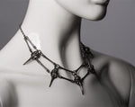 Bird Skull Necklace / Gunmetal Color Necklace / Handmade Steampunk Jewelry / Dark Metal Wiccan Necklace / Dark Style Necklace