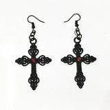 Black Alloy Cross Necklace Ear Crochet Adornment And Gothic Charm Ornate Big Pendant Jewelry Valentines Gift