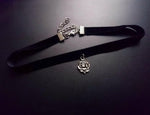 Black Crescent Moon Choker, Black Velvet Choker Necklace