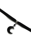 Black Crescent Moon Choker, Black Velvet Choker Necklace