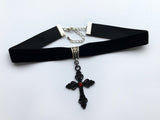 Black Crescent Moon Choker, Black Velvet Choker Necklace