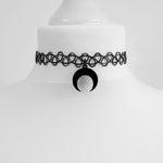 Black Crescent Moon Choker, Black Velvet Choker Necklace